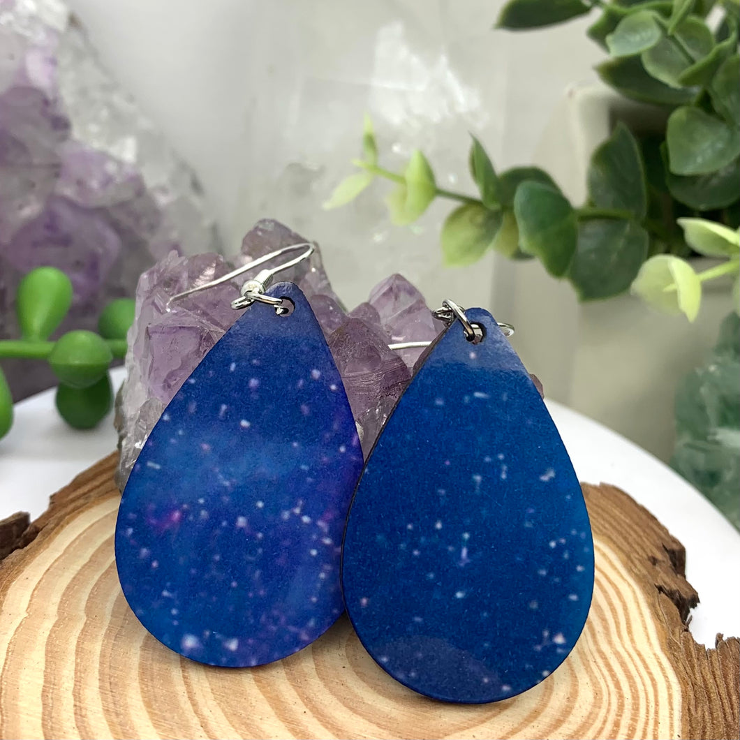 Blue Galaxy Vinyl Earrings