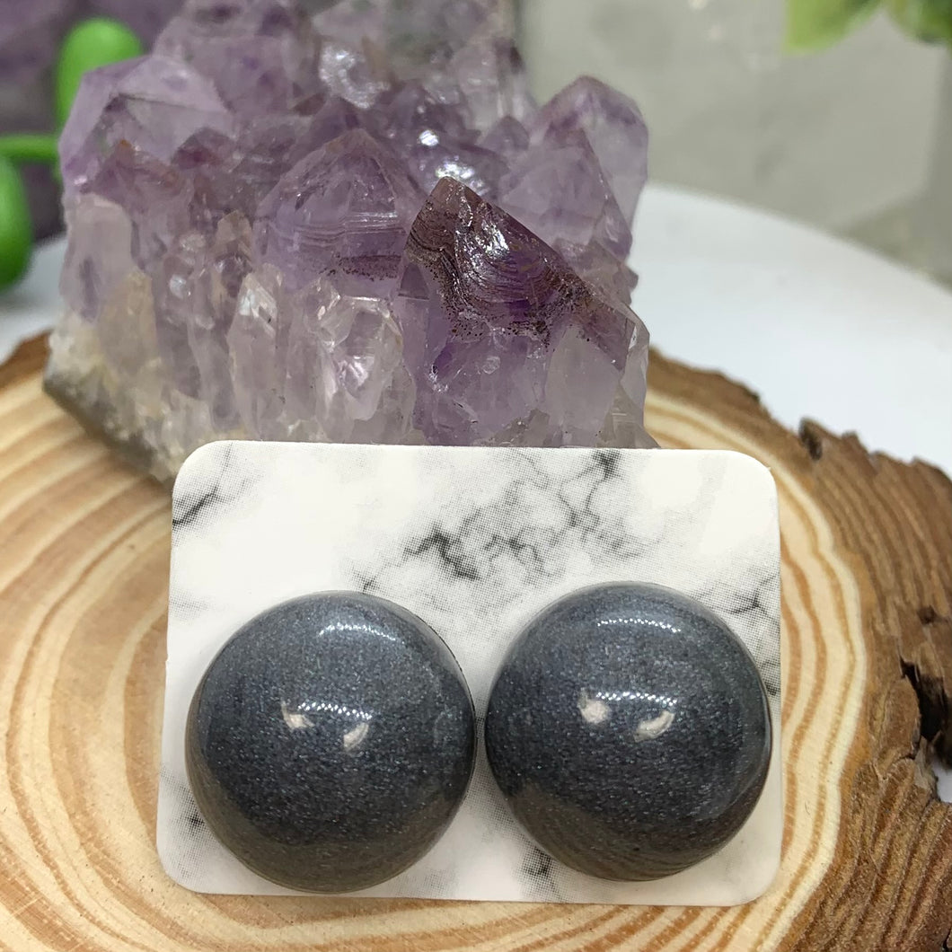 Gunmetal Grey Stud Earrings