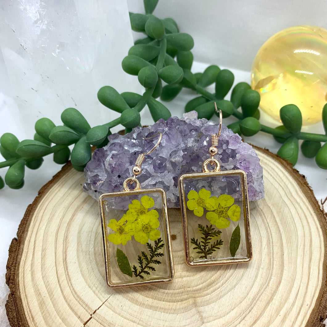 Yellow Flowers and Leaves Earrings