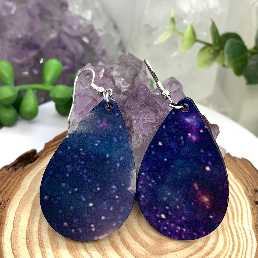 Purple Galaxy Vinyl Earrings