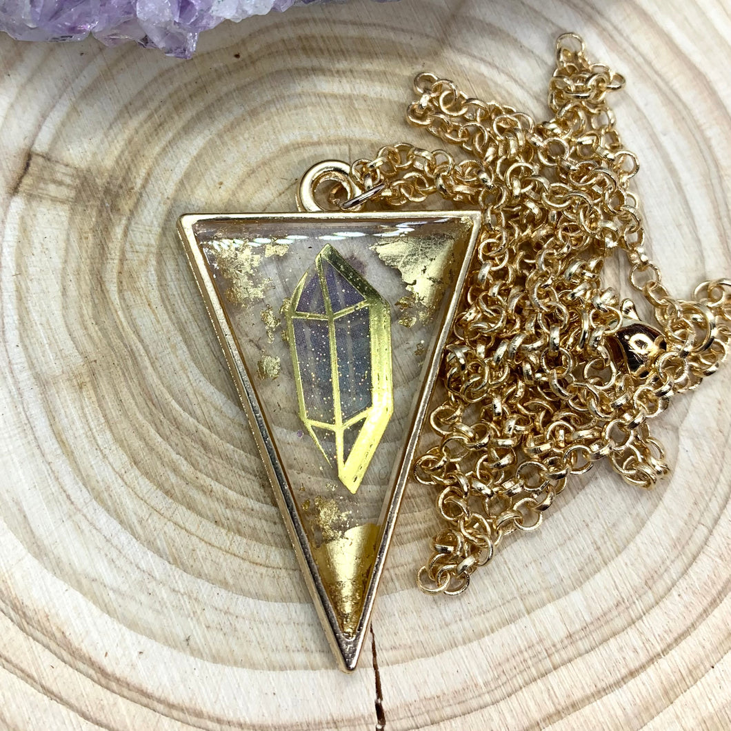 Gold Crystal Triangle Necklace