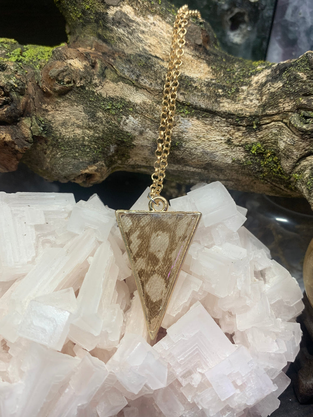 Rose Gold Triangle Reptile Shed Necklace