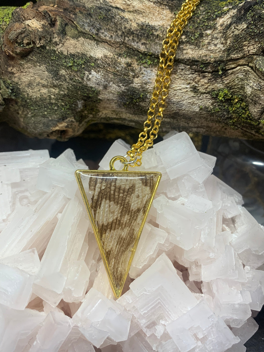 Gold Triangle Reptile Shed Necklace