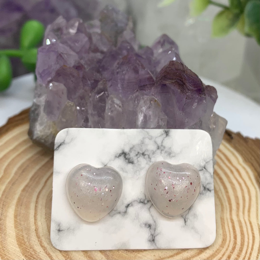 Light Pink Heart Stud Earrings