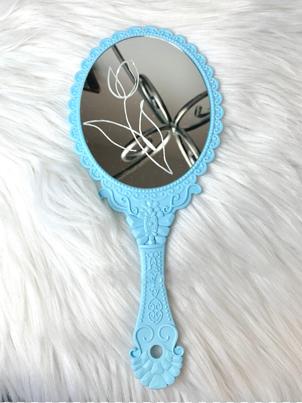 Blue Flower Hand Mirror