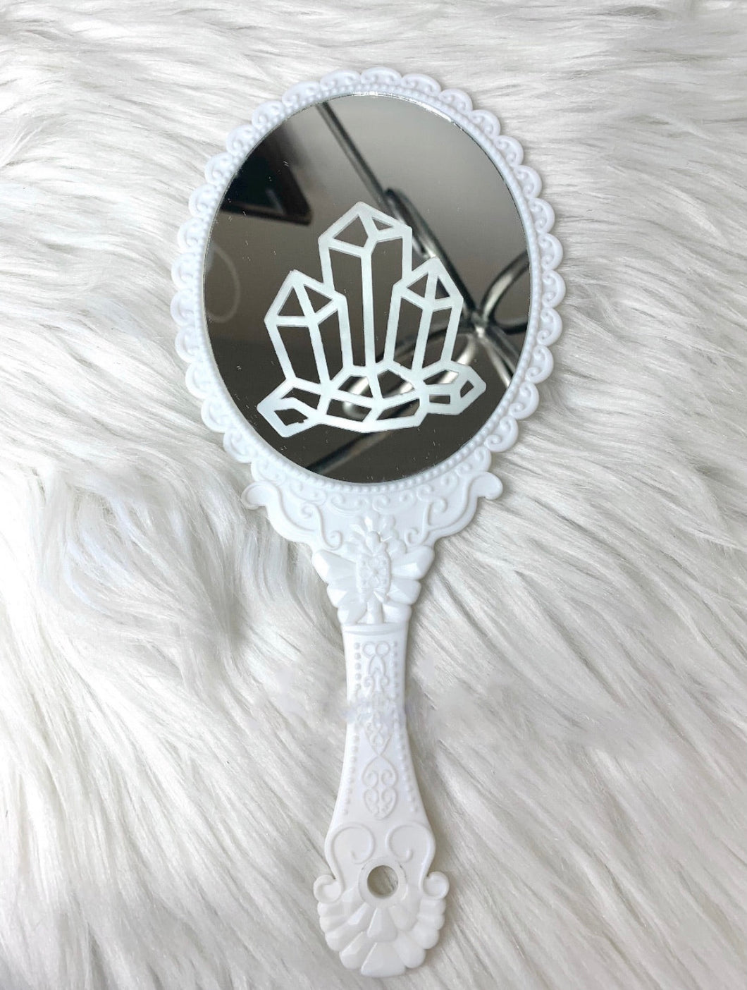 White Crystal Hand Mirror