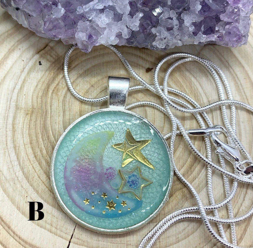 Light Blue Moon Necklace