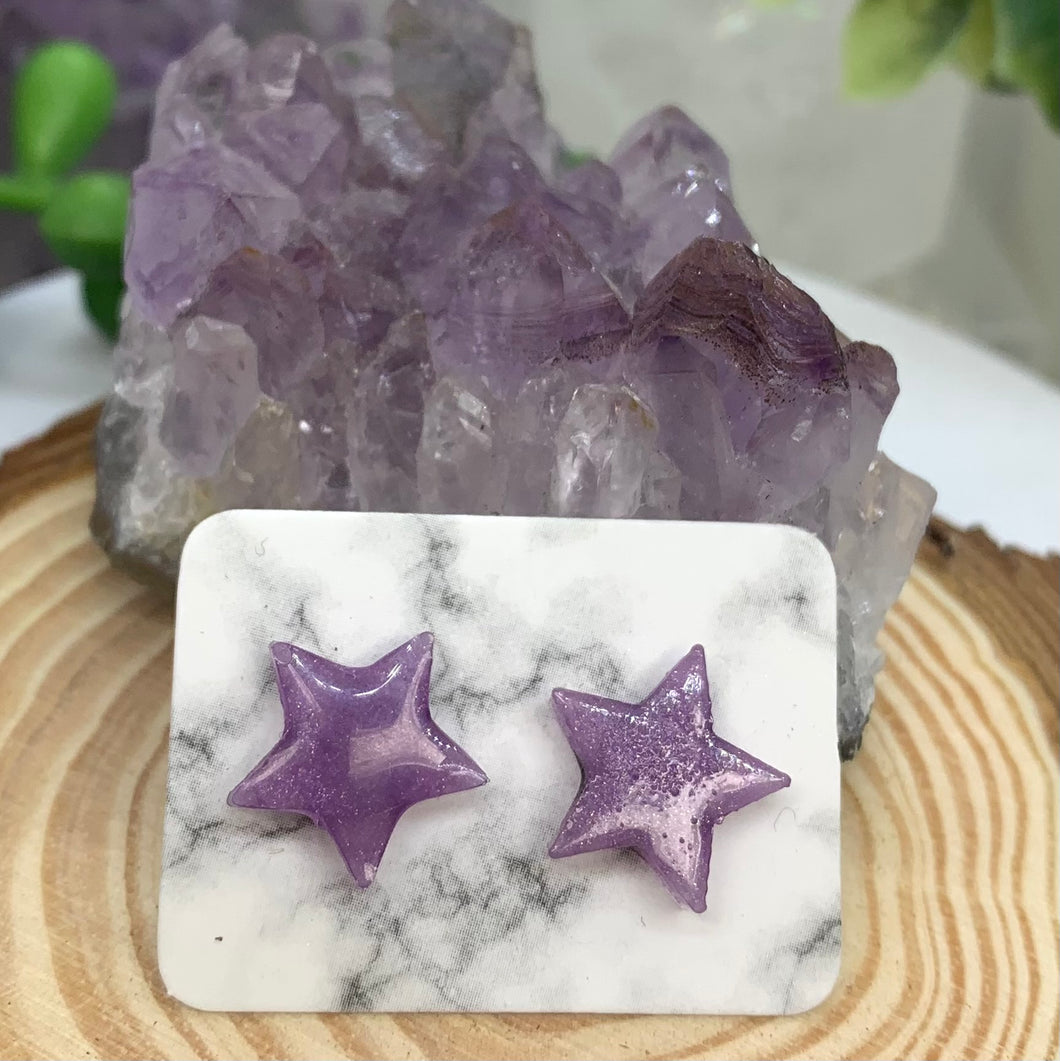 Purple Star Stud Earrings