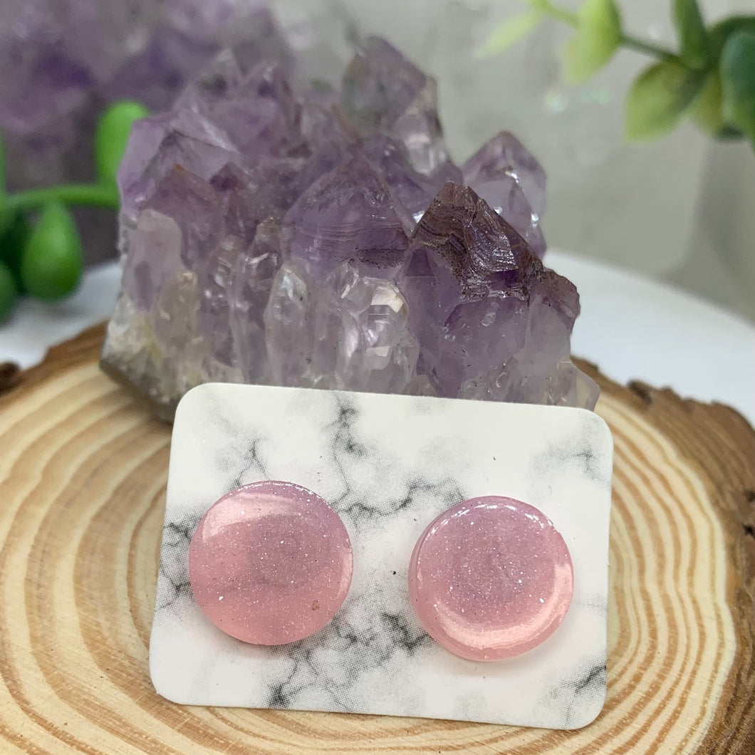 Pink Circle Stud Earrings