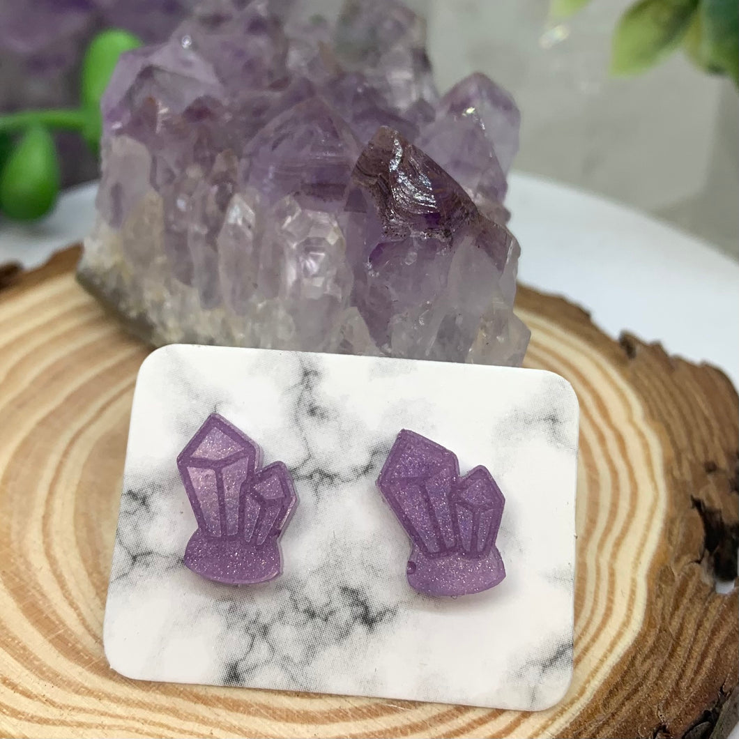 Purple Crystal Stud Earrings