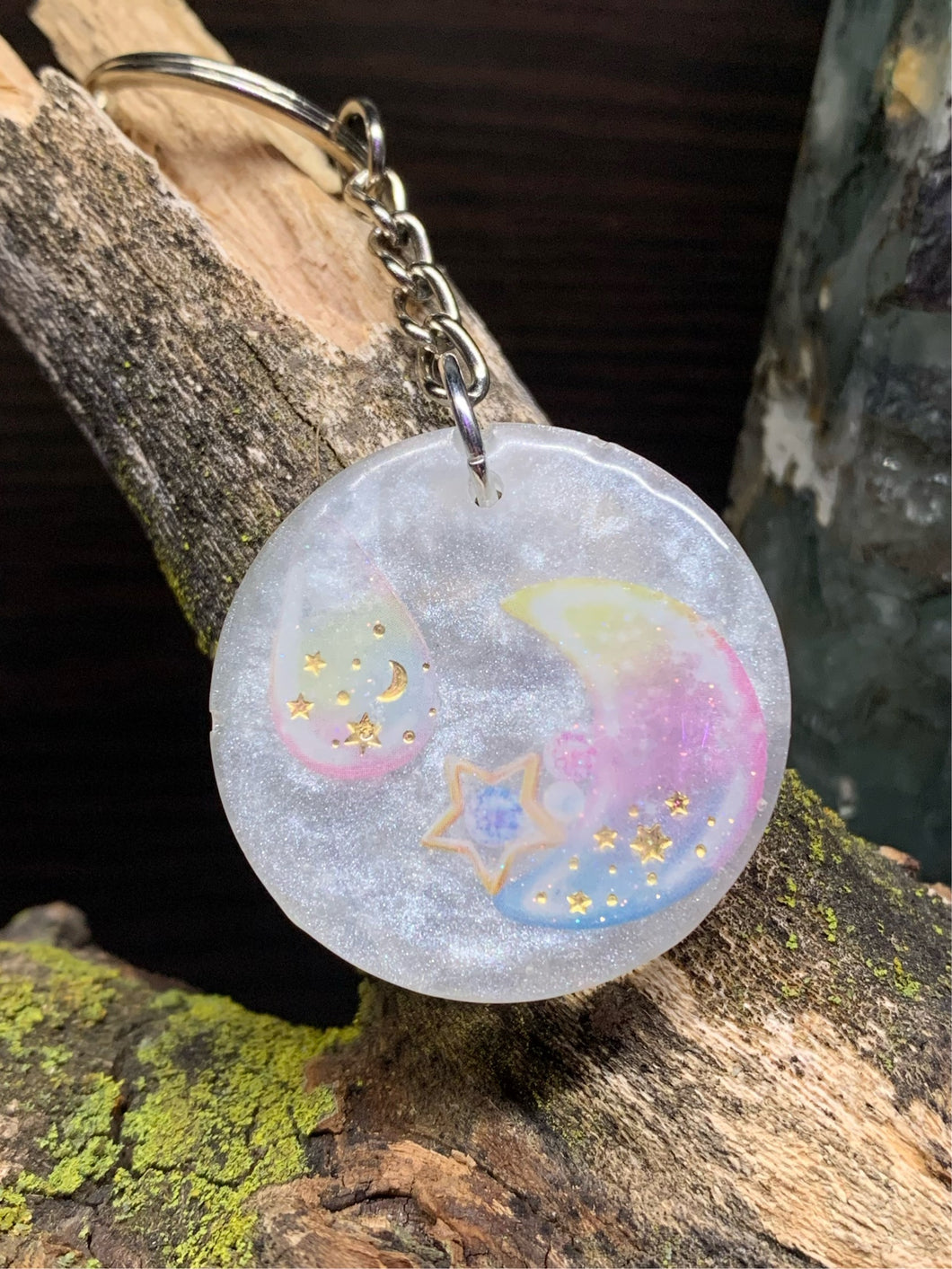 Pastel Moon Keychain