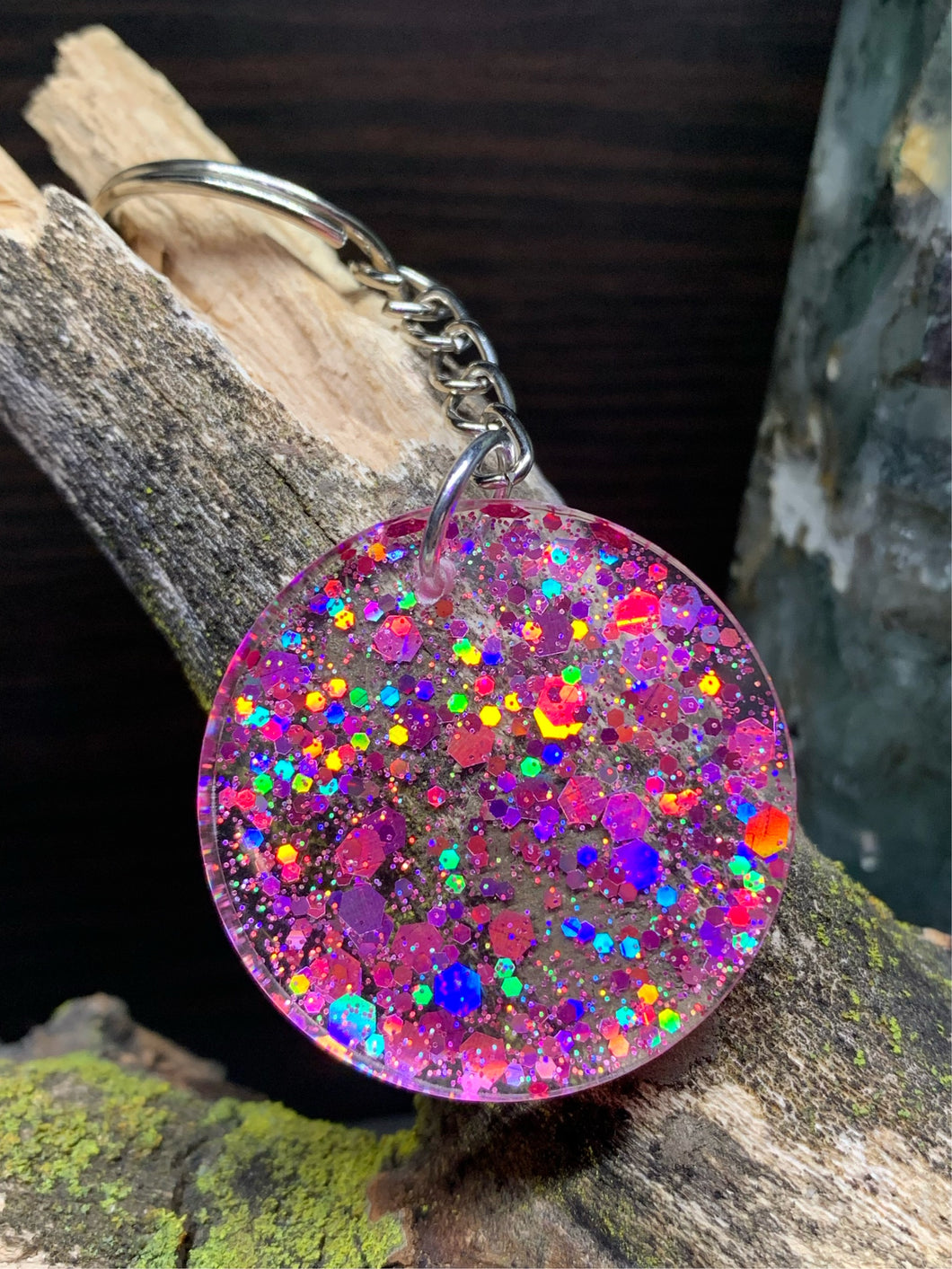 Pink Glitter Keychain