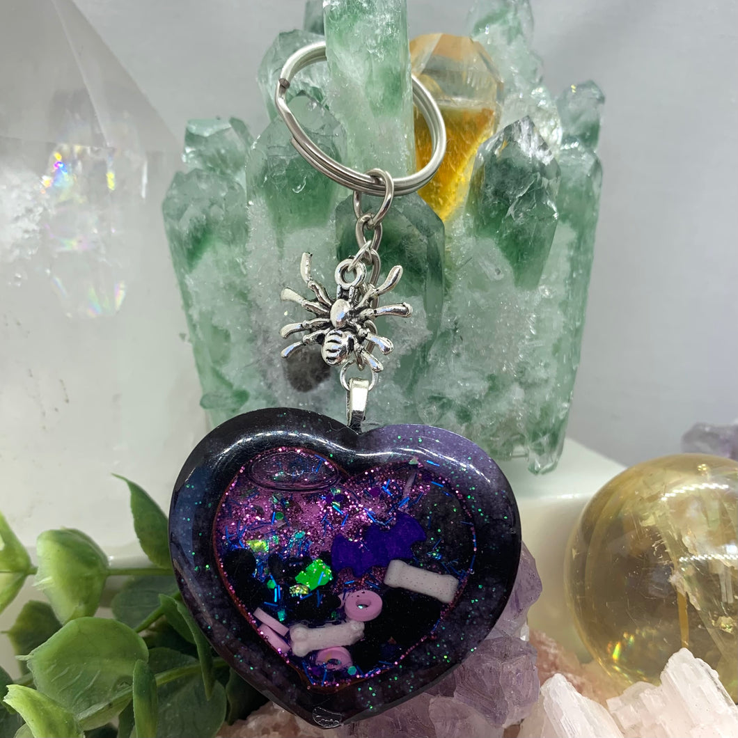 Purple Heart Shaker Keychain