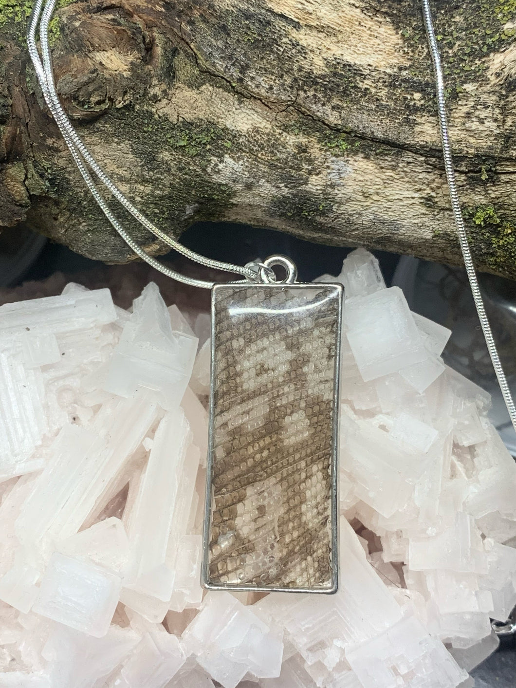 Silver Rectangle Reptile Shed Necklace