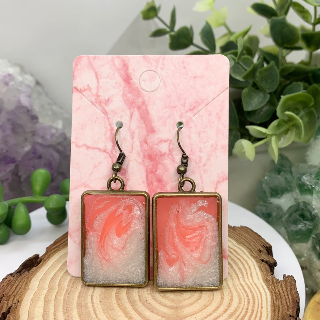 Pink Rectangle Earrings